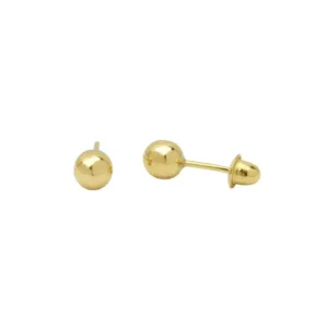 Brincos Infantil Bola 4 mm em Ouro Amarelo 18k