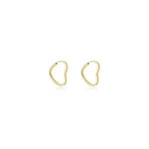 Brincos Argola Coração de Ouro Amarelo 18k Pequeno (10 mm)