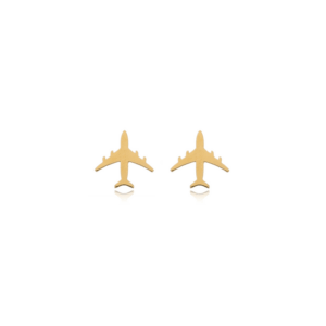Brincos Avião Mini de Ouro Amarelo 18k