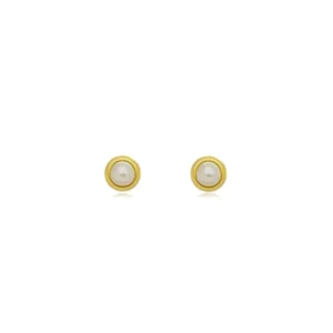 Brincos Infantis de Ouro amarelo 18k com Pérola (3 mm)