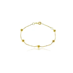 Pulseira Infantil de Ouro Amarelo 18k Veneziana com Bolinhas