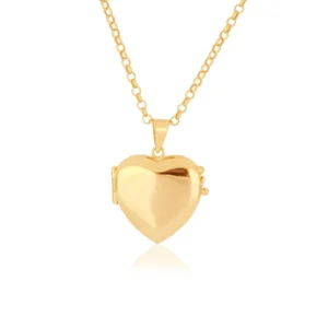 Relicário de Coração de Ouro Amarelo 18k
