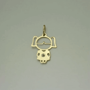 Pingente Menina de Ouro Amarelo 18k com Zircônia