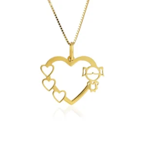 Pingente 3 Corações Menina de Ouro Amarelo 18k
