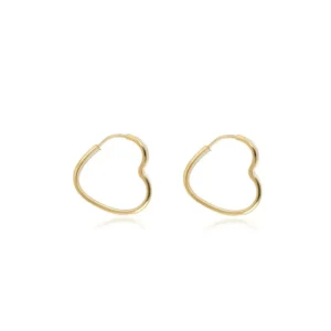 Brincos Argola Coração de Ouro Amarelo 18k (13mm)