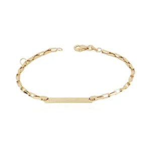 Pulseira Infantil Plaquinha de Ouro Amarelo