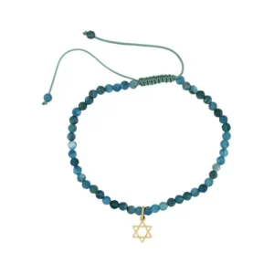 Pulseira Shambala Estrela de Davi de Ouro Amarelo 18k e Apatita