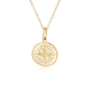 Pingente Redondo São Bento de Ouro Amarelo 18k