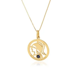 Pingente de Engenharia de Ouro Amarelo 18k com Zircônia Azul