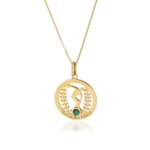 Pingente de Educação Física Ouro Amarelo 18k com Zircônia Verde
